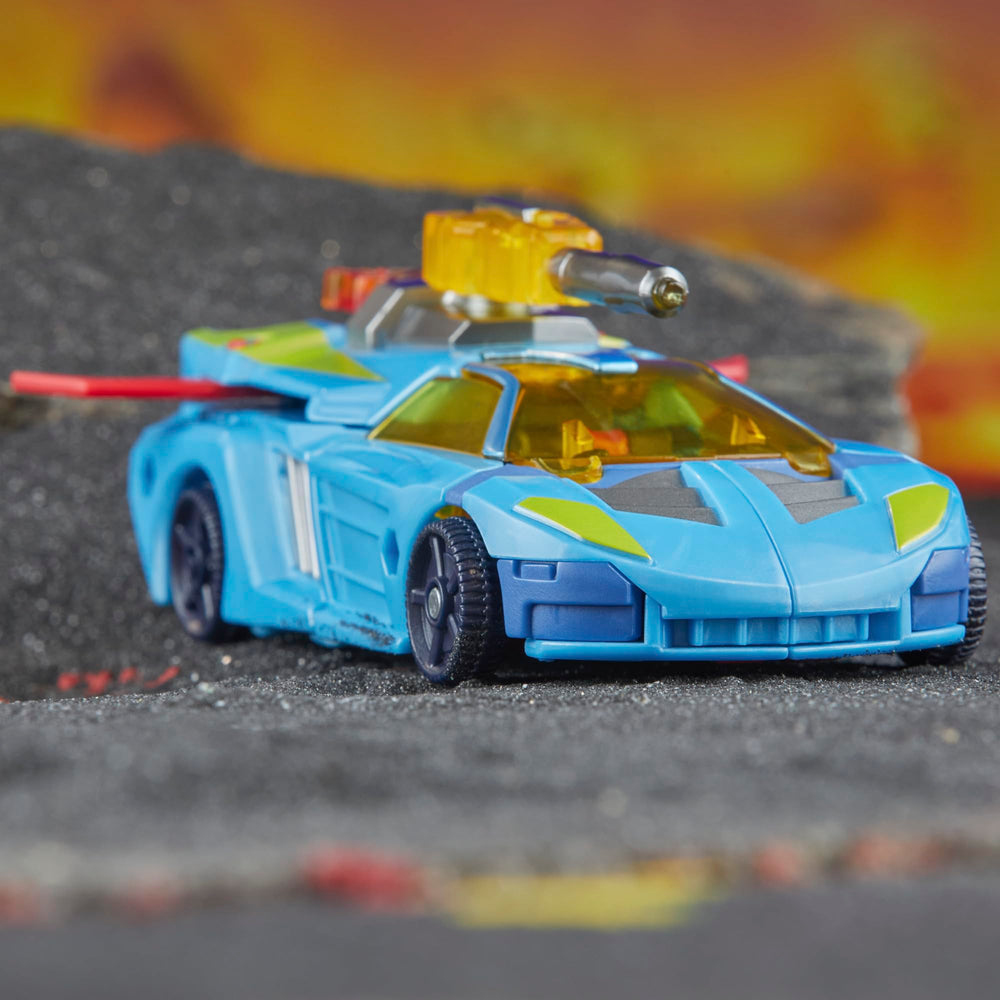 Transformers Legacy Hot Shot Cyber-Key accessory attaches in both modes.