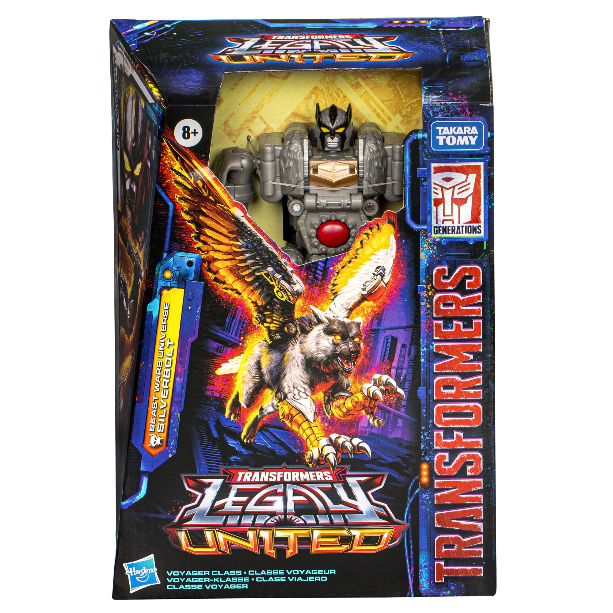 Transformers Legacy Silverbolt wolf-eagle mode with dramatic wing blades for dynamic display.