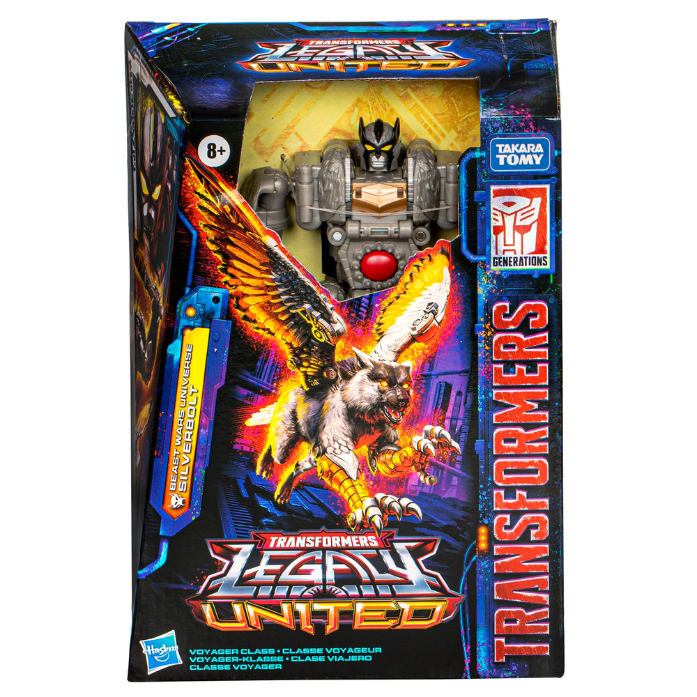 Transformers Legacy Silverbolt wolf-eagle mode with dramatic wing blades for dynamic display.