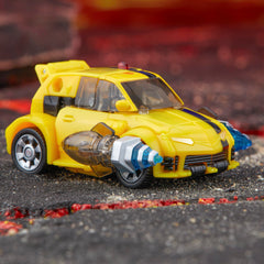 Transformers Legacy United Bumblebee display stand included to showcase poses