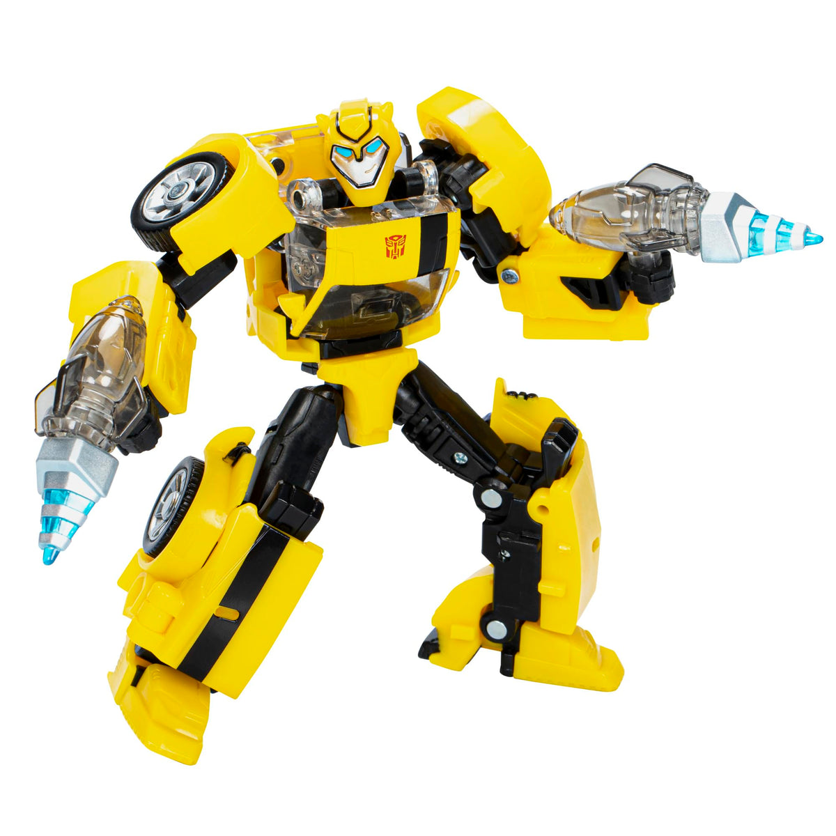 Transformers Legacy United Bumblebee robot mode in dynamic pose for display