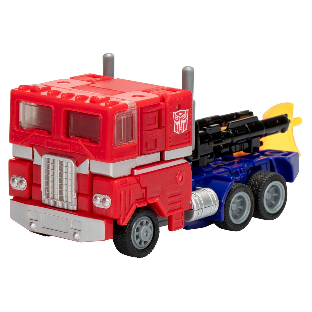 Transformers Legacy United Deluxe Optimus Prime truck mode showing authentic G1 design for play and display.