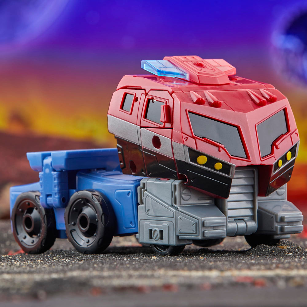 Transformers Legacy United Optimus Prime packaging close-up reveals authentic deco.