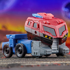 Transformers Legacy United Optimus Prime packaging close-up reveals authentic deco.