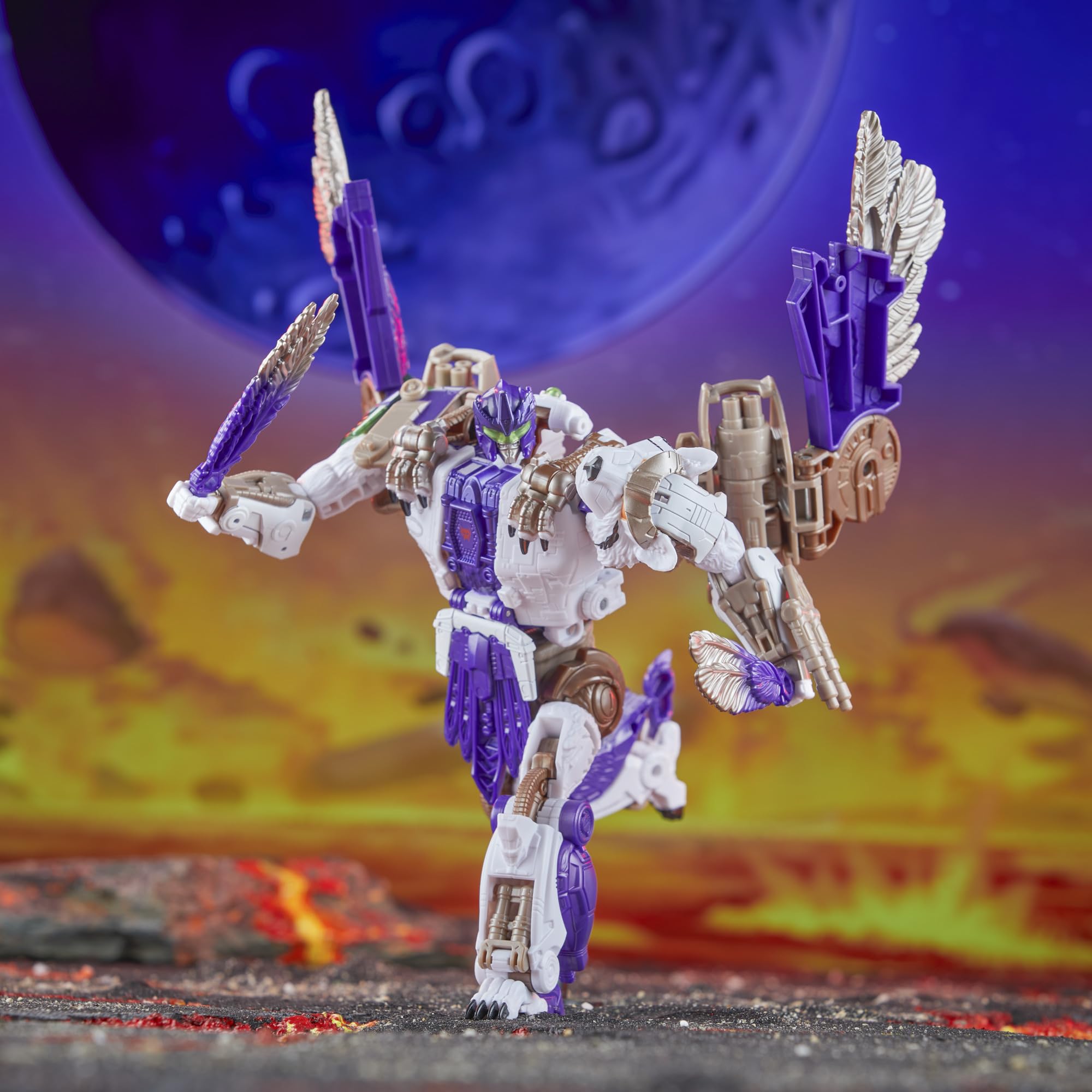 Transformers Legacy United Tigerhawk wing blades attached in both modes for dramatic flair.