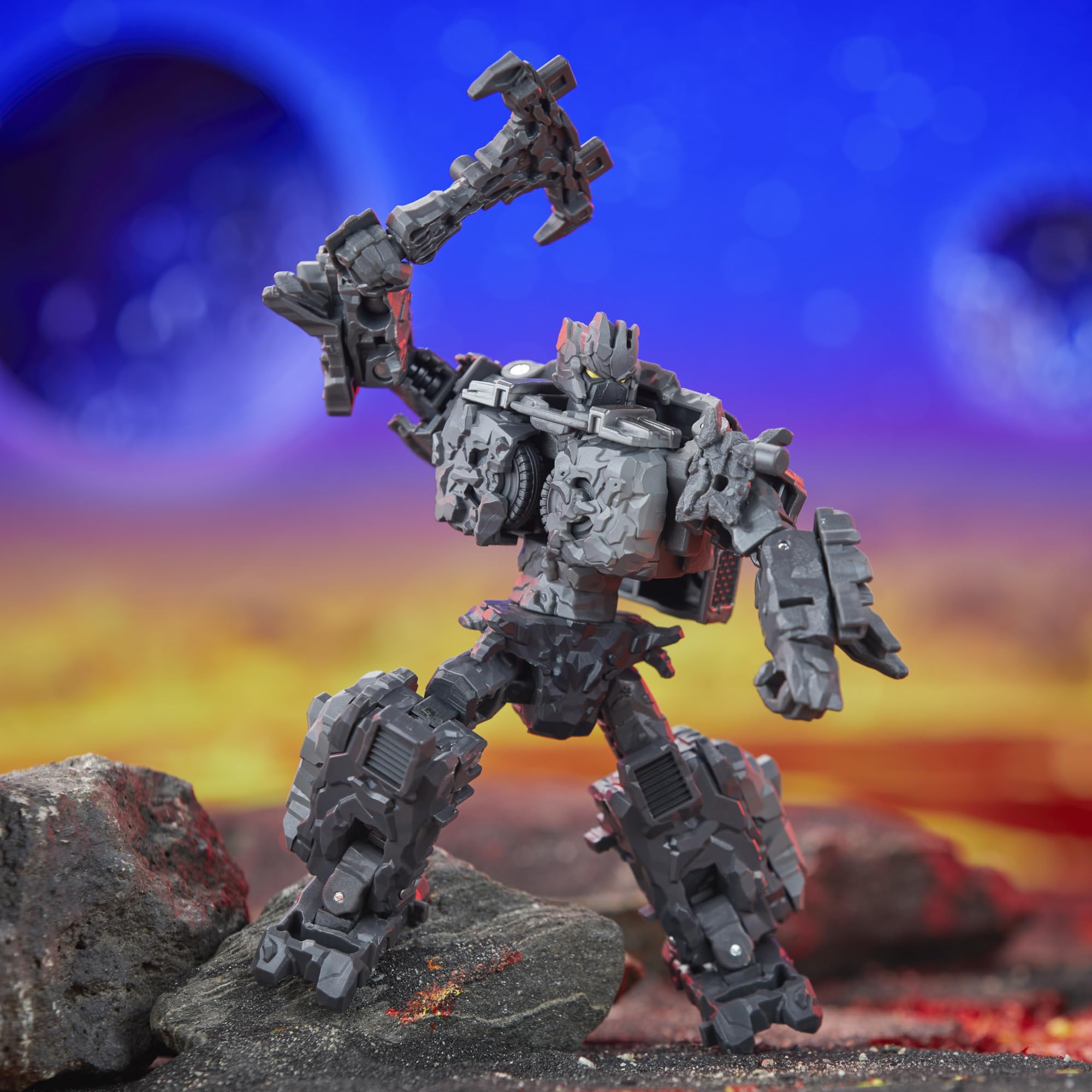 Transformers Magneous five point five inch scale fits shelf display.