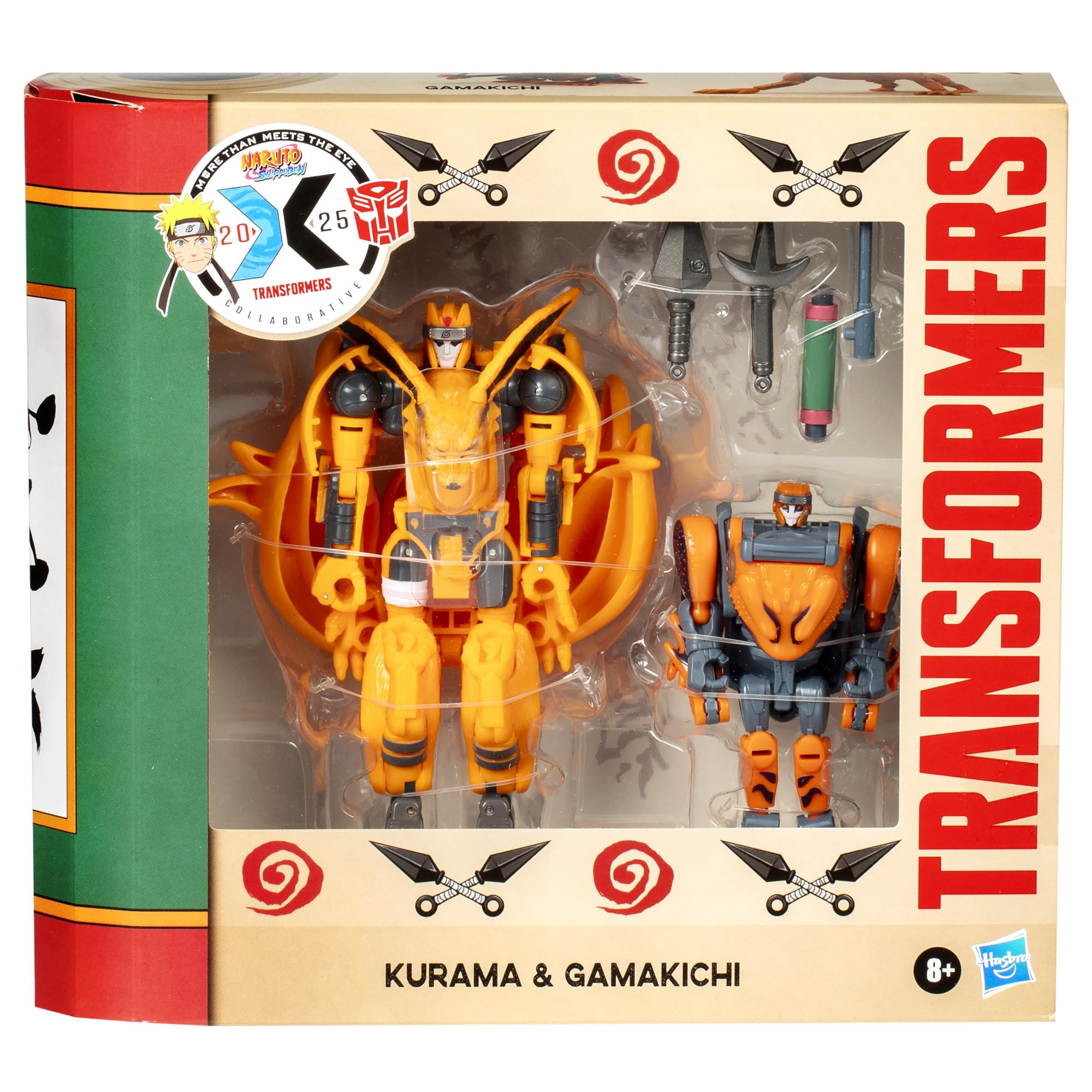 Transformers Naruto accessories pack, includes kunai and rasengan for action scenes.