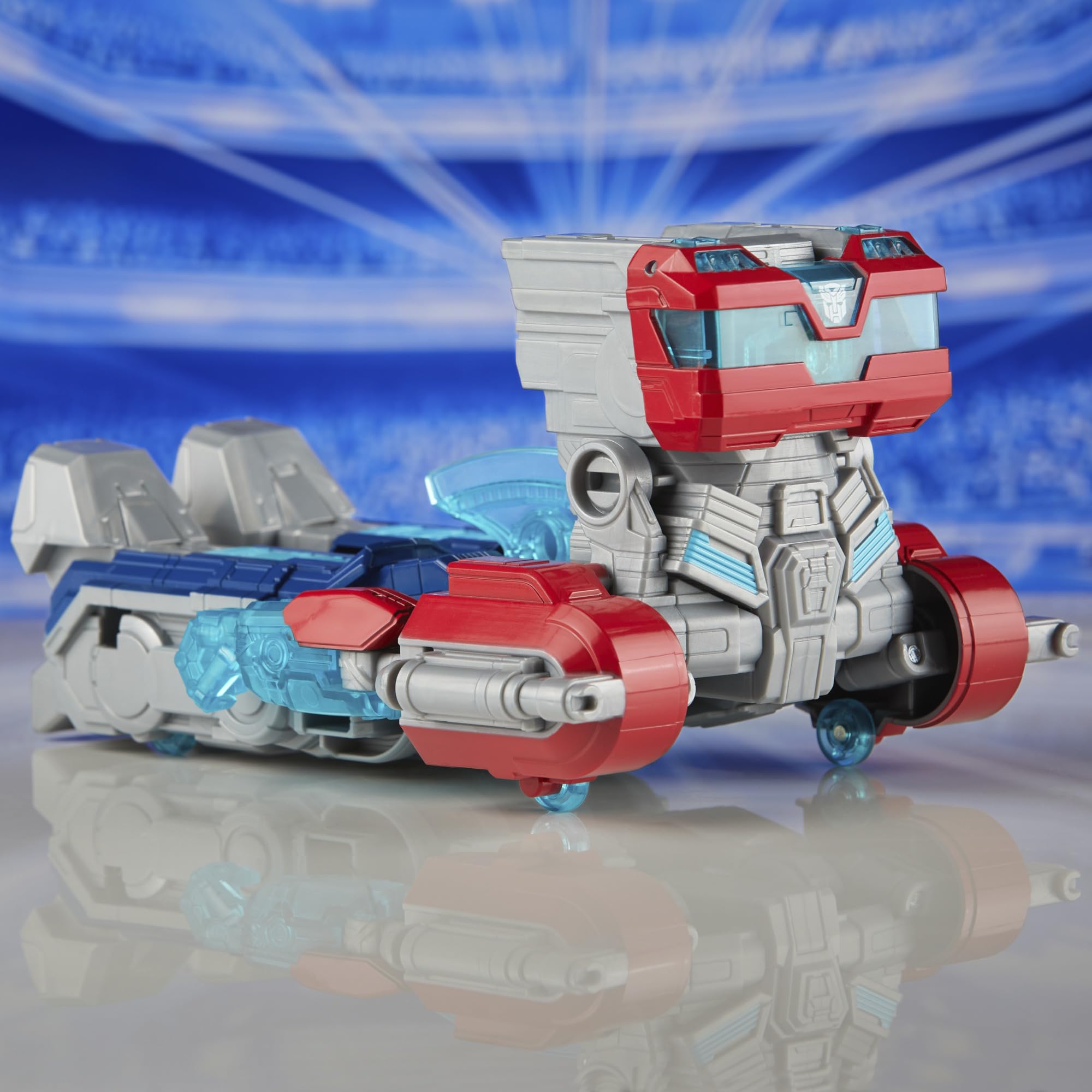 Transparent energon details glow to enhance display appeal.