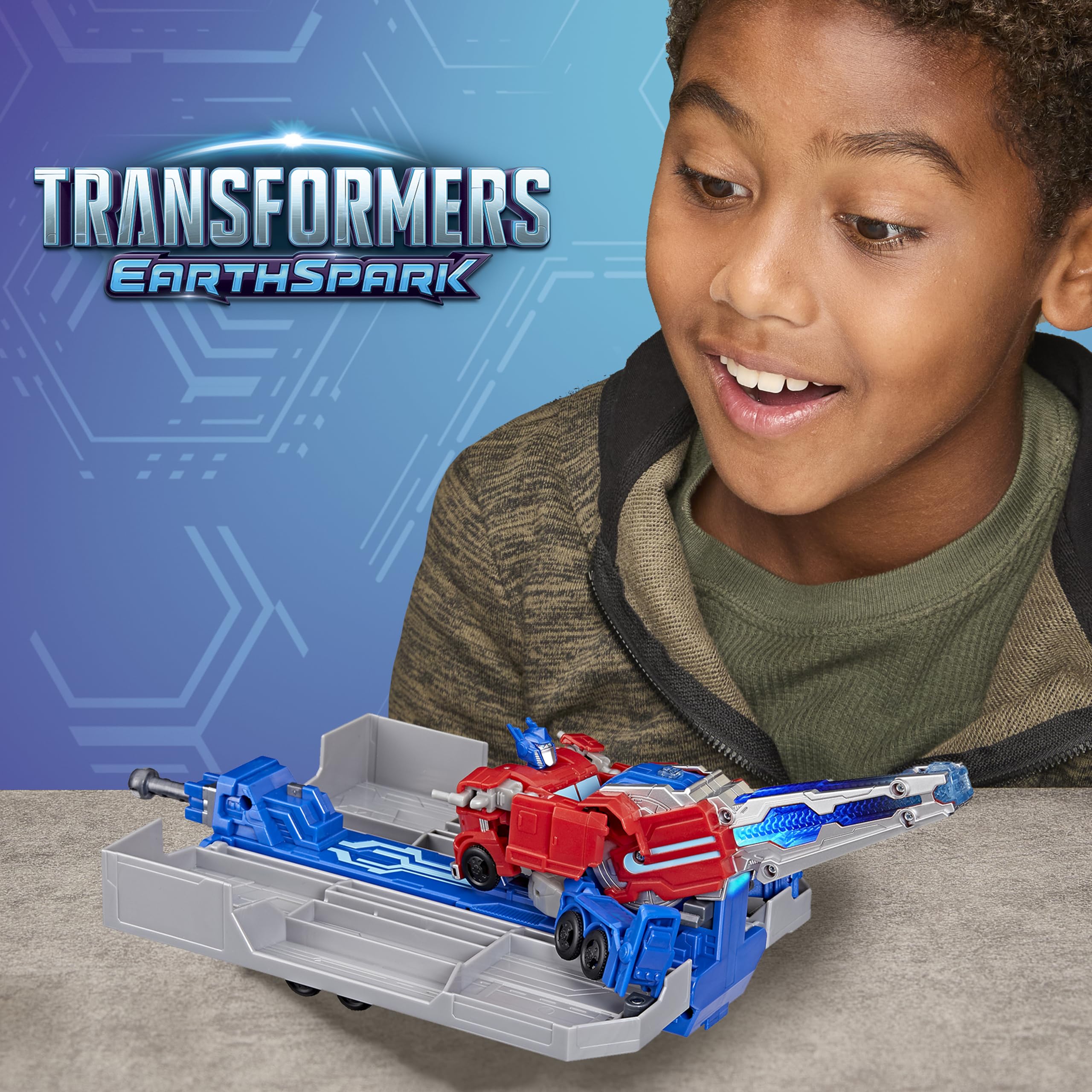 Transformers Optimus Prime lights and sounds enhance the playtime experience.