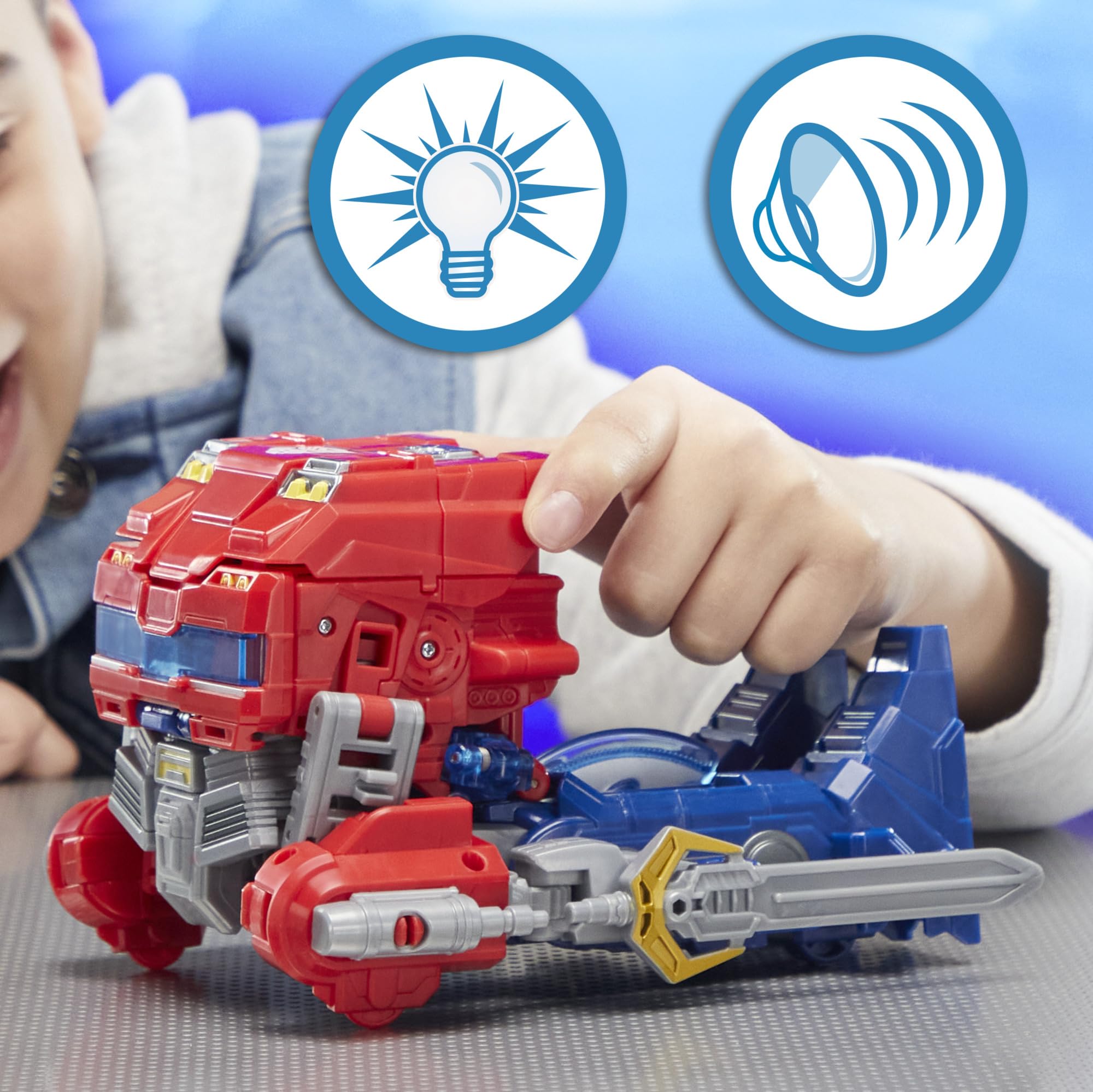Transformers Power Flip Optimus Prime Ultimate Prime mode with armor matrix.