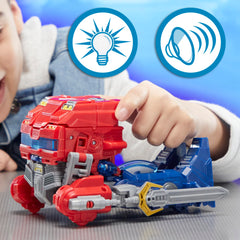 Transformers Power Flip Optimus Prime Ultimate Prime mode with armor matrix.