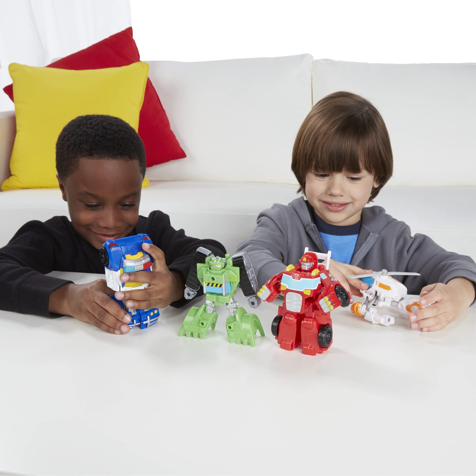 Transformers Rescue Bots figures in vehicle mode for versatile play.
