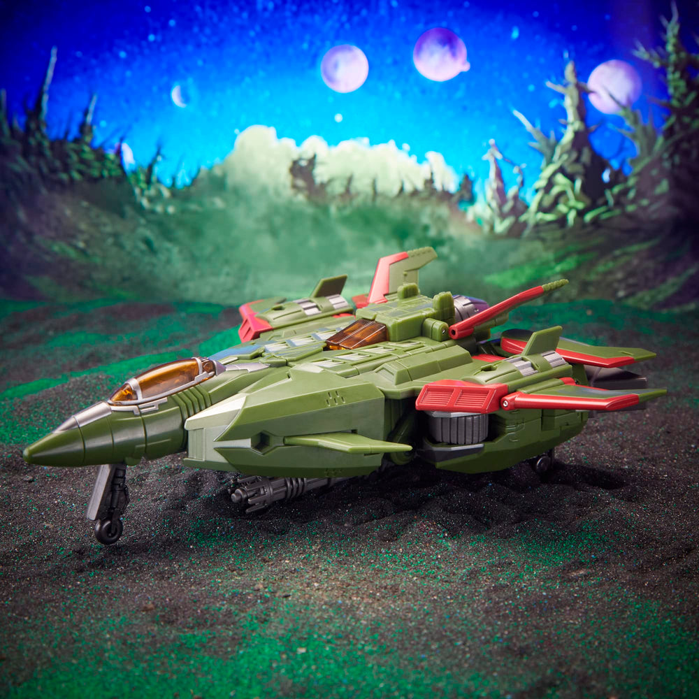 Flip-down landing gear adds realistic jet-mode stability