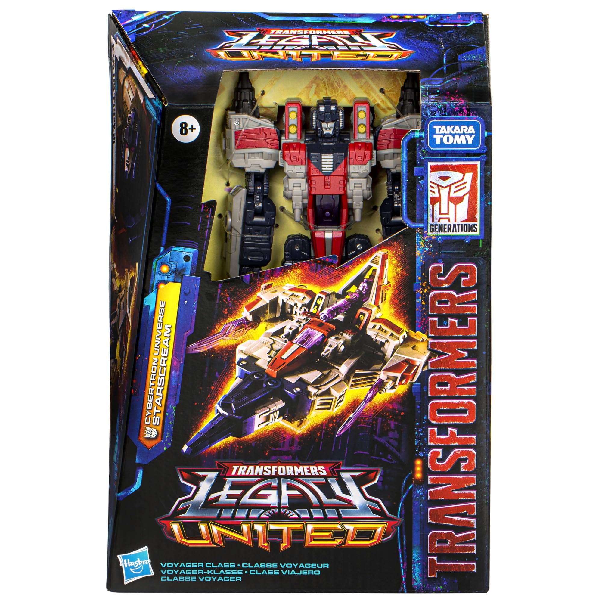 Starscream with blaster and Cyber-Key accessories enhances action poses.