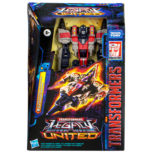 Starscream with blaster and Cyber-Key accessories enhances action poses.