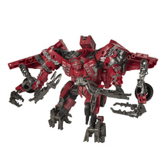 Transformers Studio Series 66 Overload with removable backdrop for desert display.