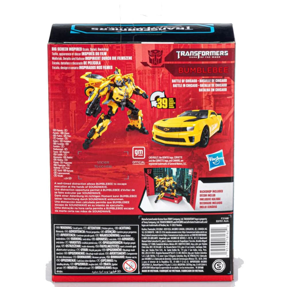 Bumblebee with blaster accessory in Studio Series 87 for action poses.