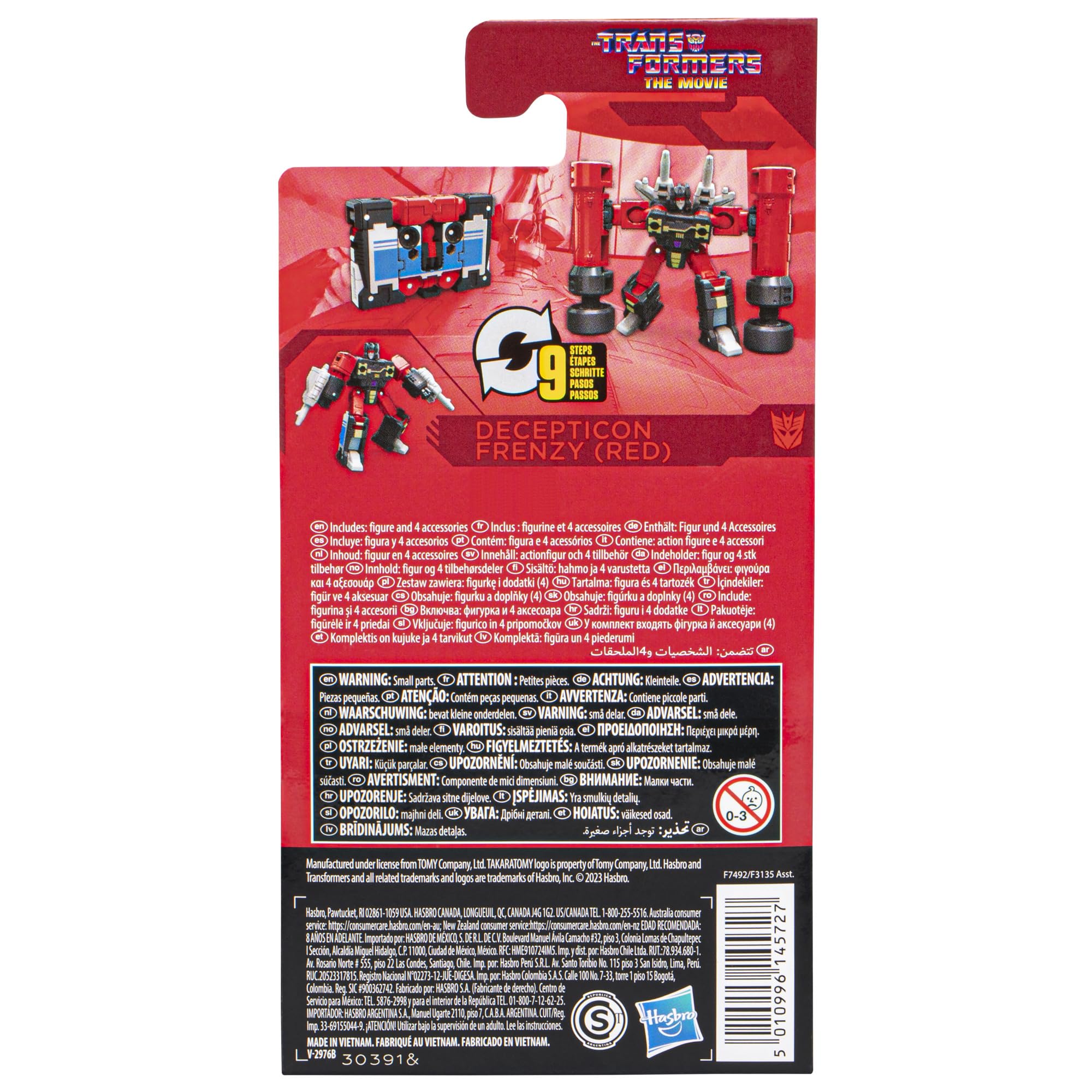 Transformers Frenzy Red in-package with collectible details for display.