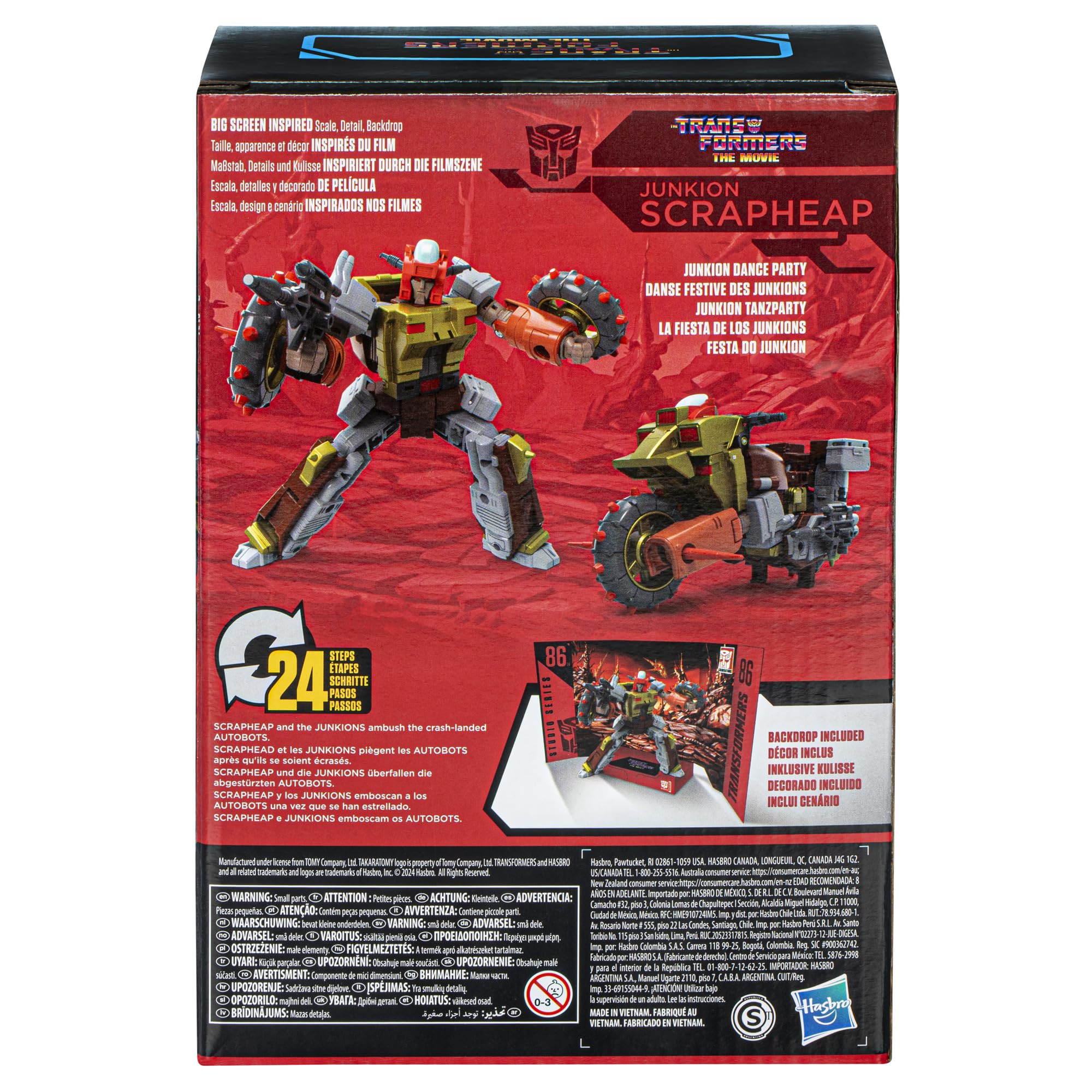 Includes wheels and blaster accessories for authentic conversion play.