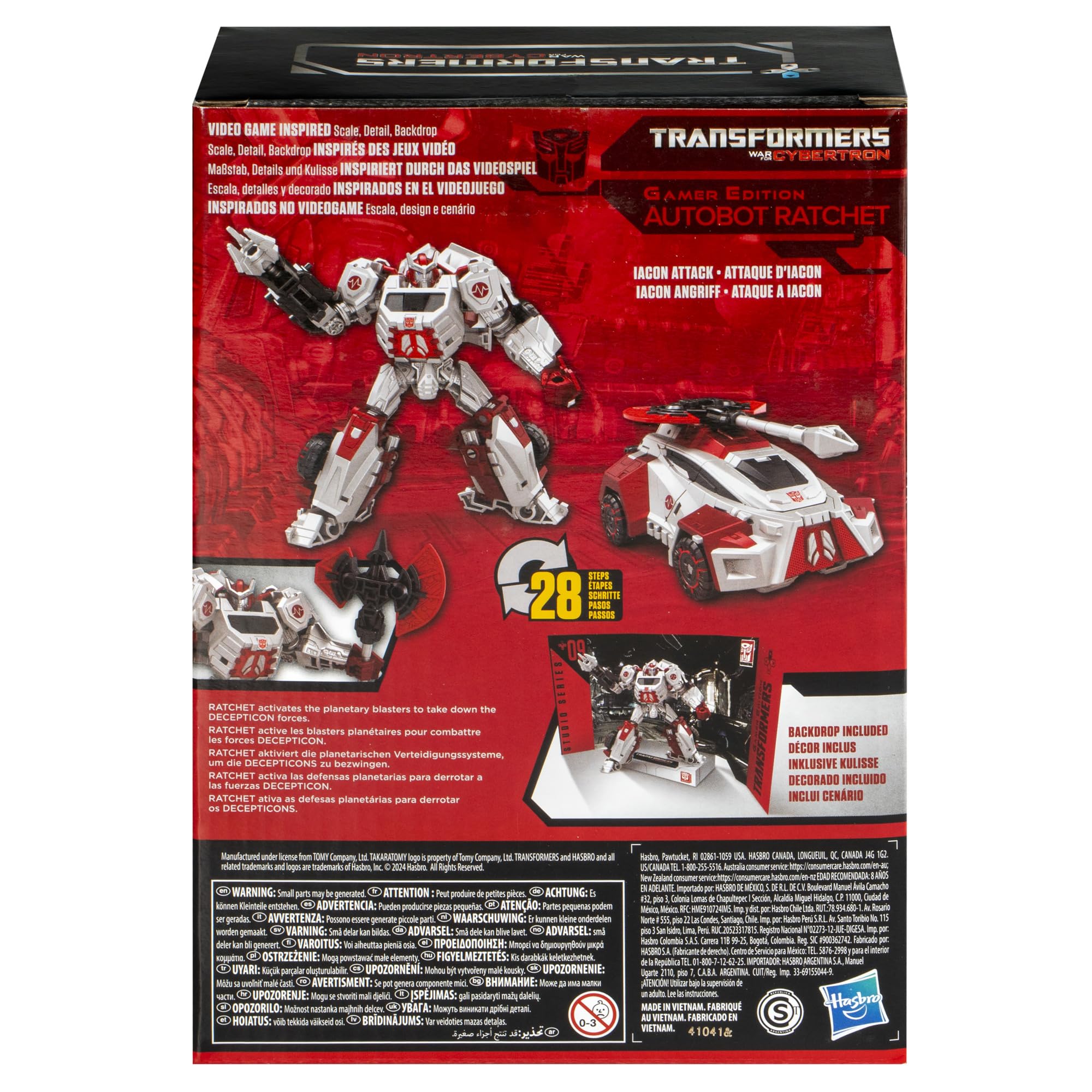 Included blaster and axe attach in both modes for versatile play