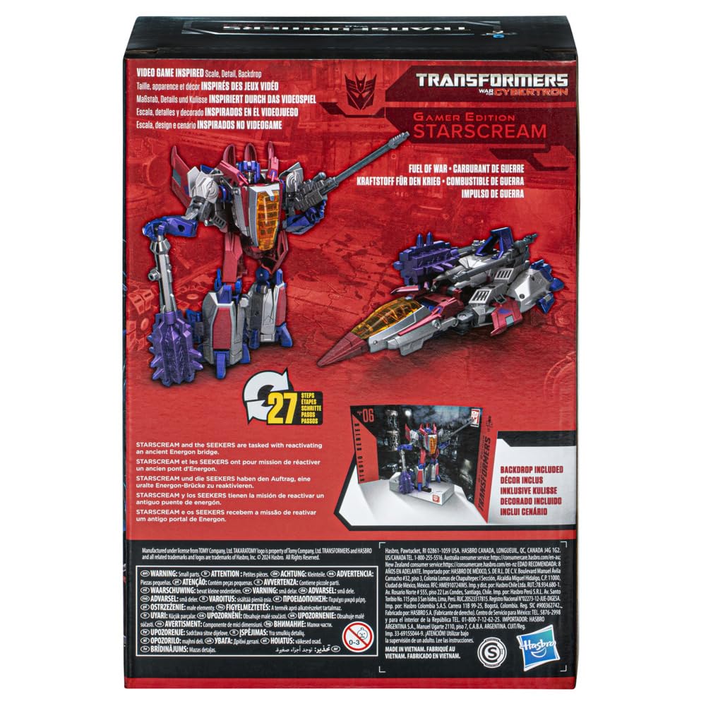 Transformers Studio Series Starscream accessories include blaster and mace for detailed setups