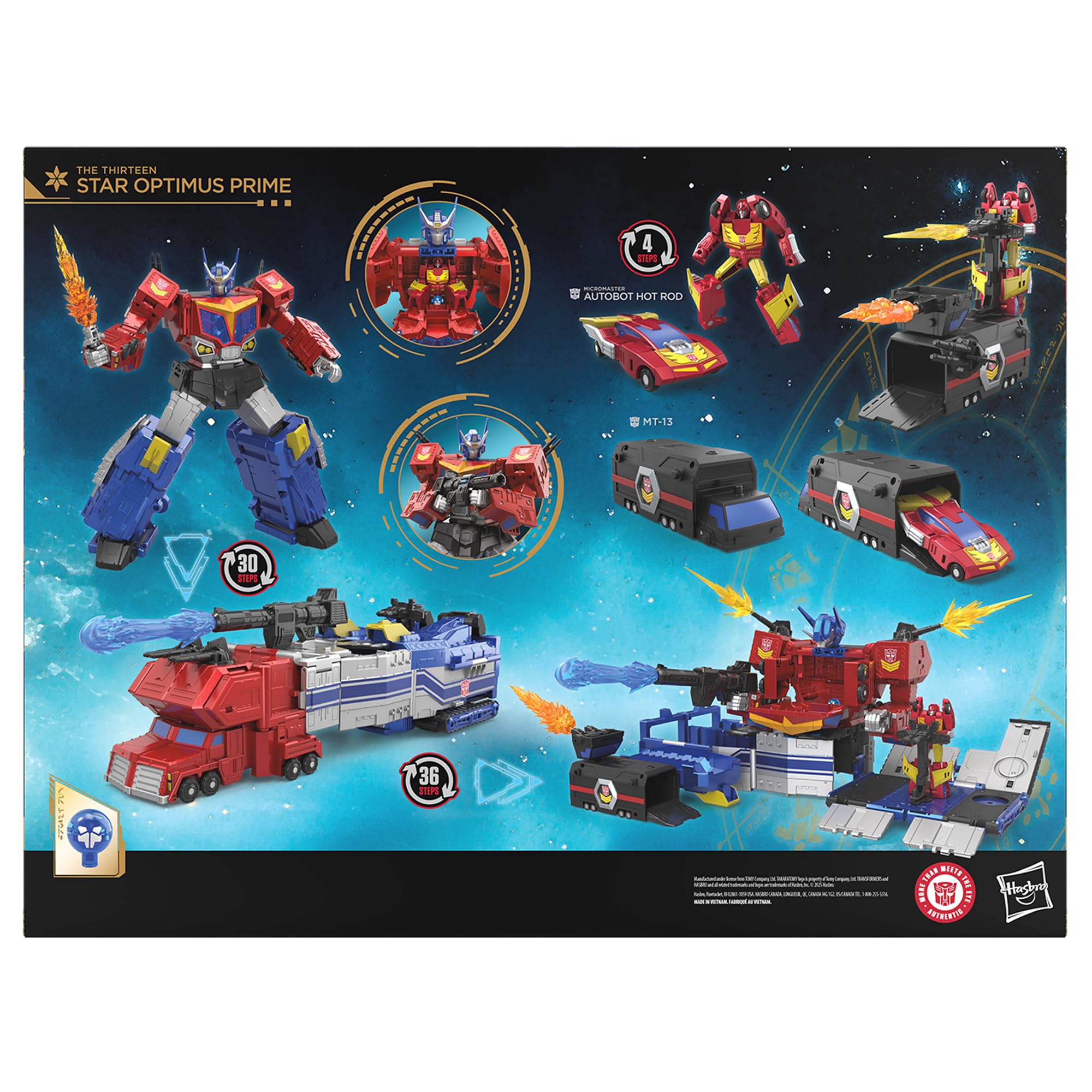 Transformers Thirteen Star Optimus Prime shoulder blasters for dramatic poses.