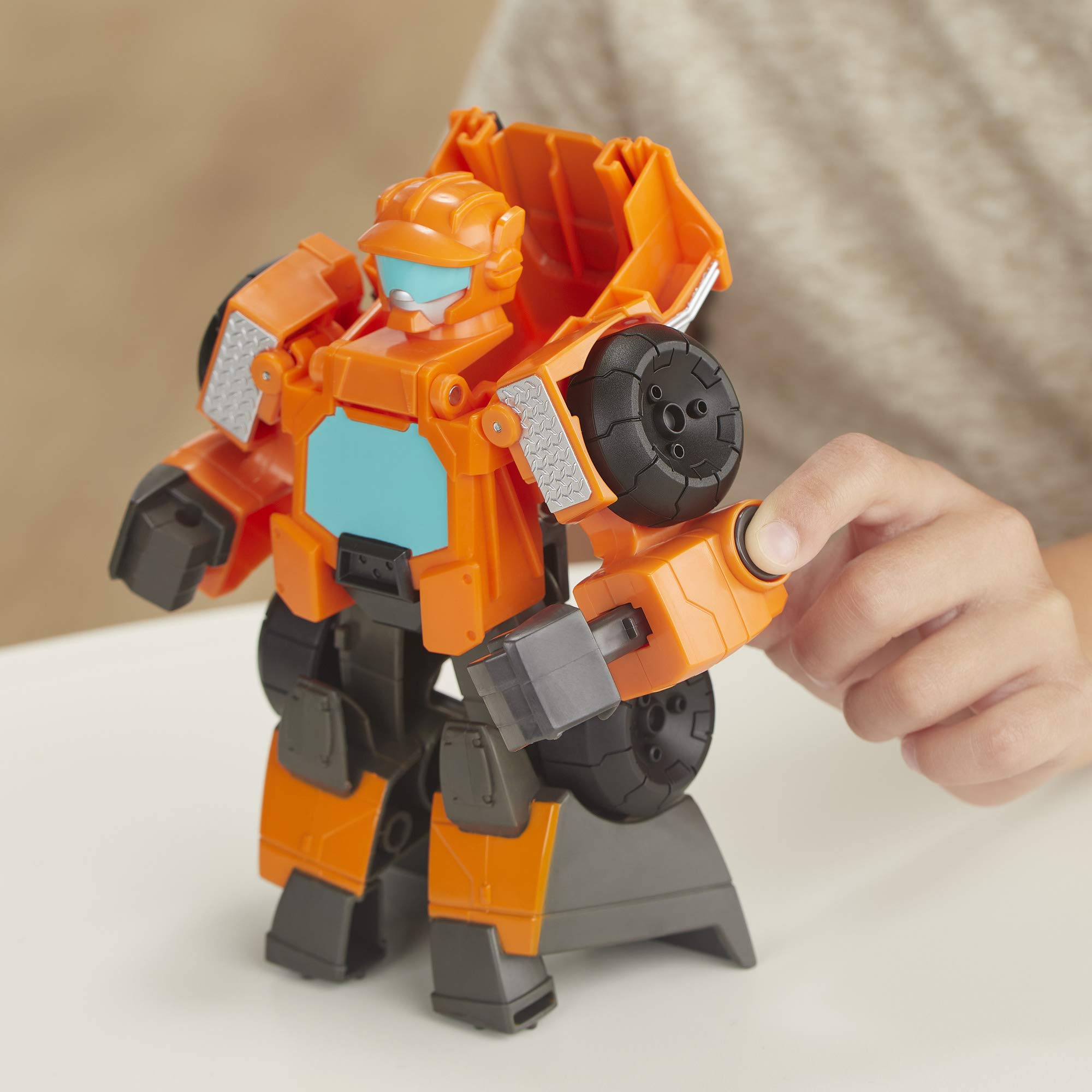 Transformers Wedge construction-bot figure on display promotes collectibility