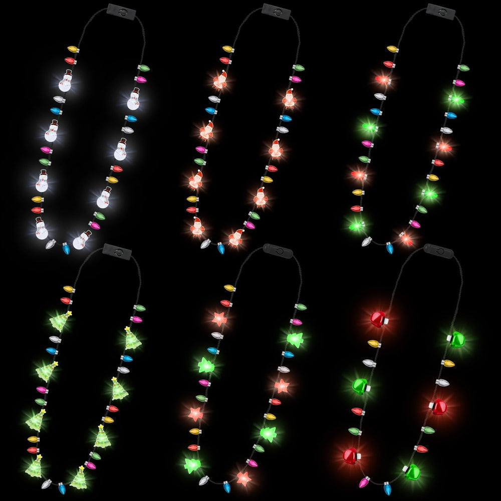 Traplace glow necklace featuring Santa centerpiece lights up the holiday party.