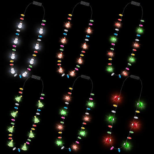 Traplace glow necklace featuring Santa centerpiece lights up the holiday party.