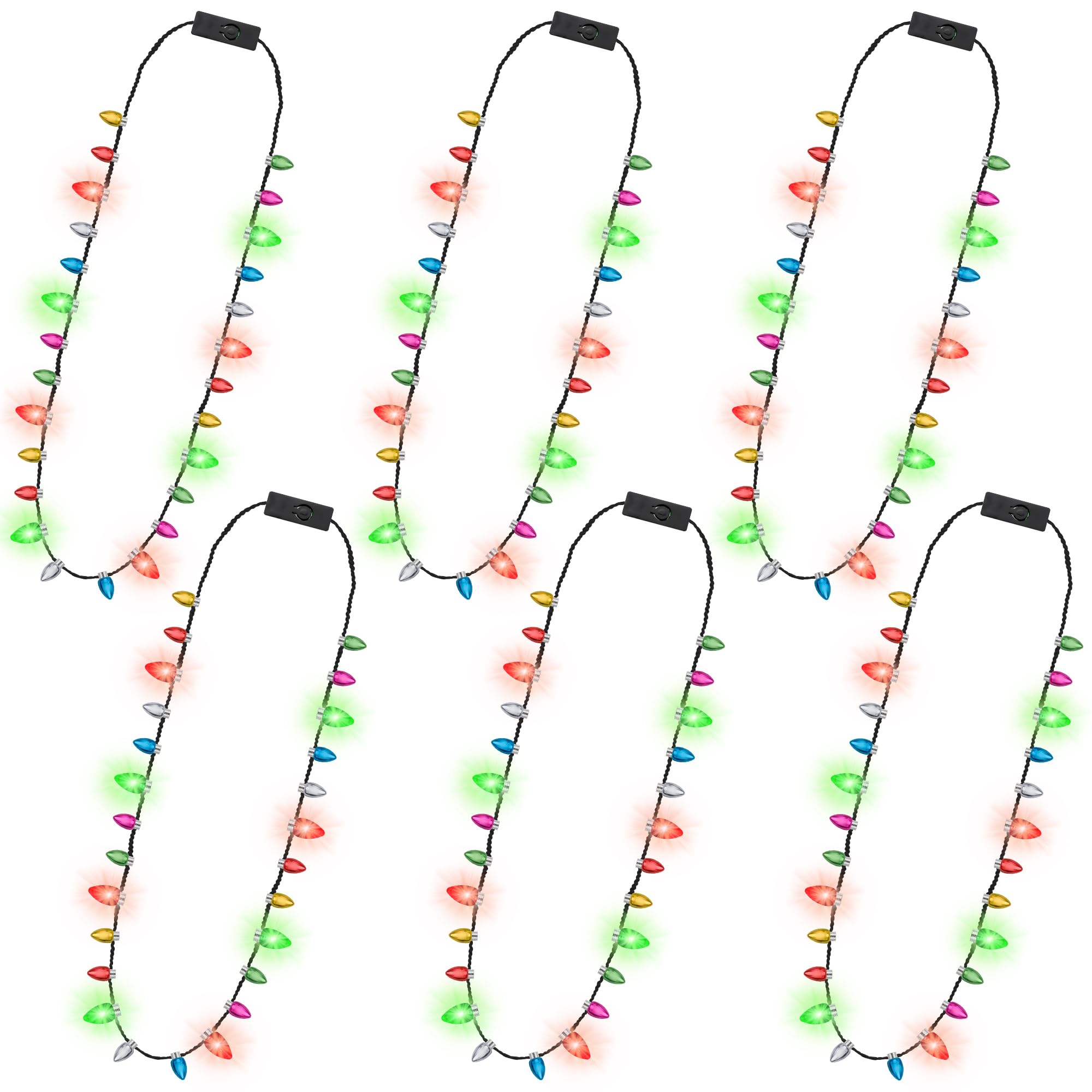 Traplace 6-piece Christmas light necklace set glowing for festive celebrations.