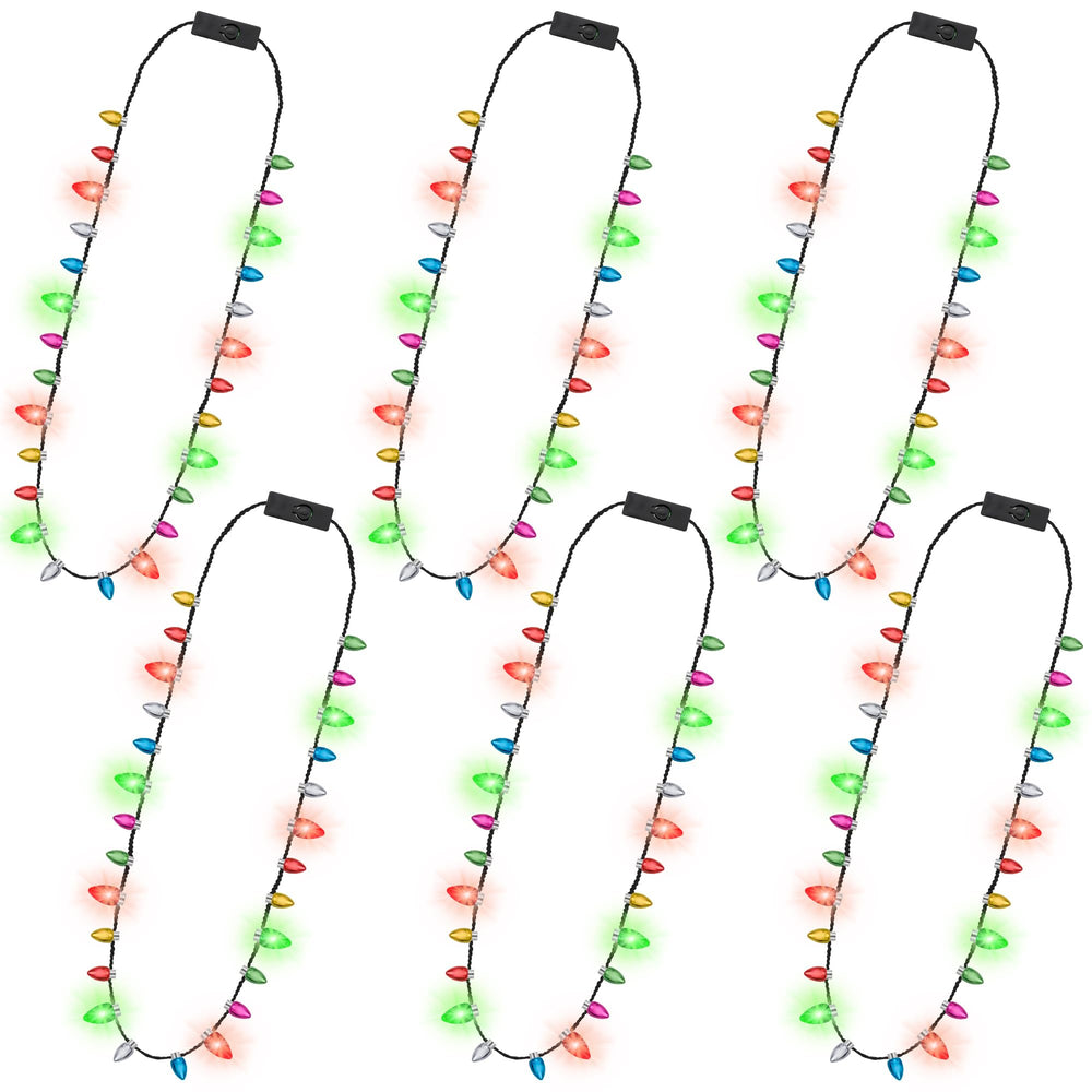 Traplace 6-piece Christmas light necklace set glowing for festive celebrations.