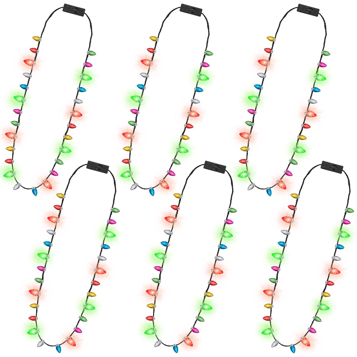 Traplace 6-piece Christmas light necklace set glowing for festive celebrations.