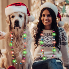 Traplace Christmas necklace with three lighting modes for flexible party lighting.