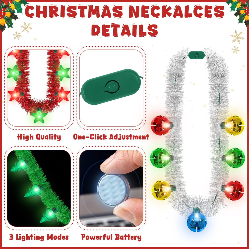 Traplace red Christmas lights necklace close-up, bold color for outfits.