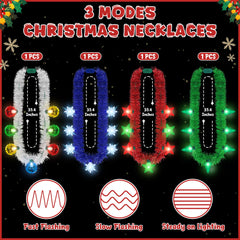 Traplace silver Christmas lights necklace close-up, shimmering holiday accent.