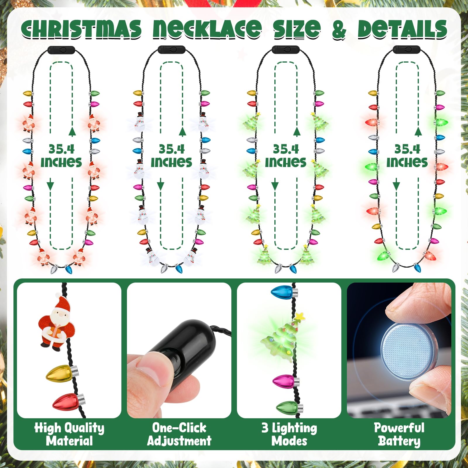 Traplace Snowman necklace adds playful holiday charm with colorful bulbs.