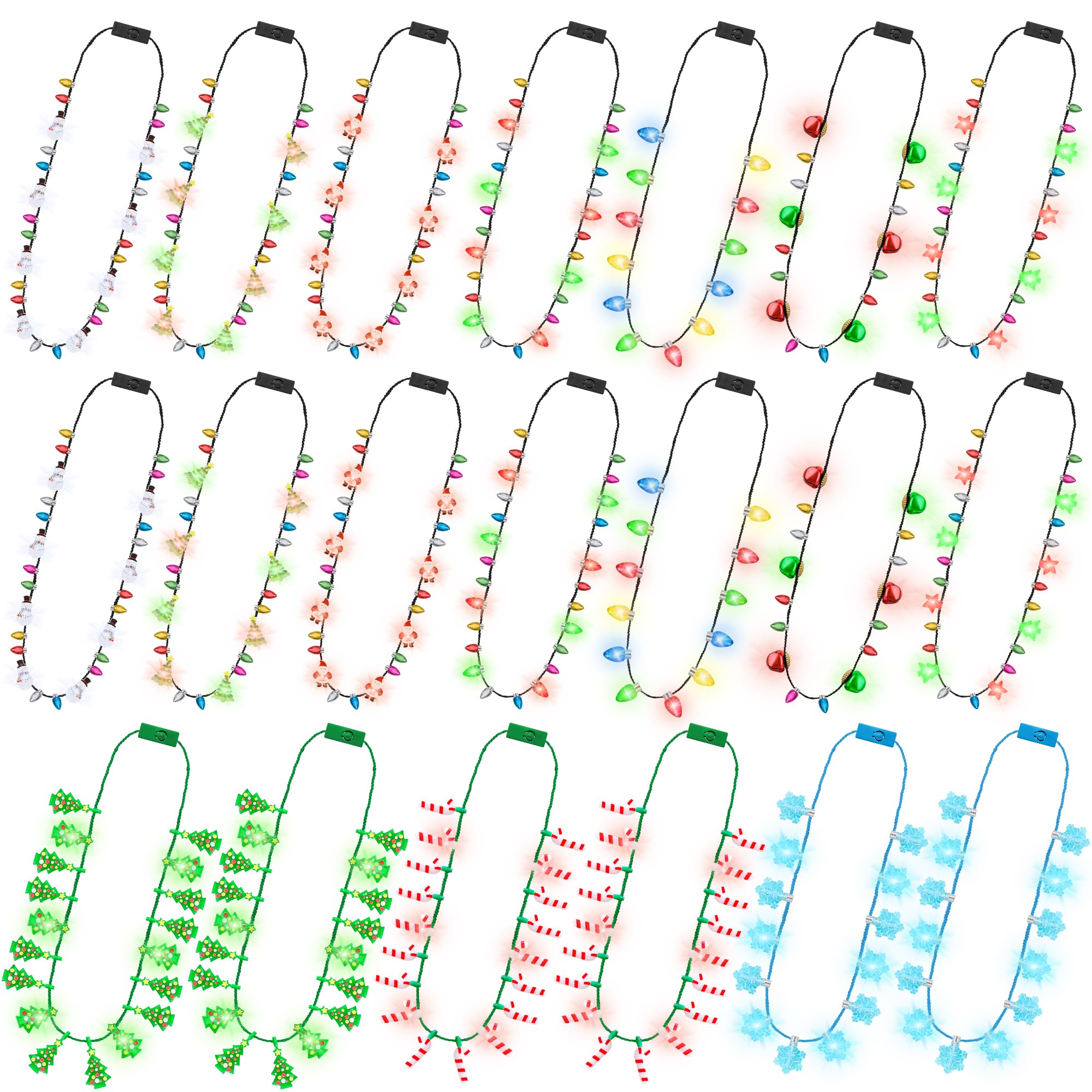 Traplace 20-piece light up Christmas necklaces set in vibrant colors for festive parties