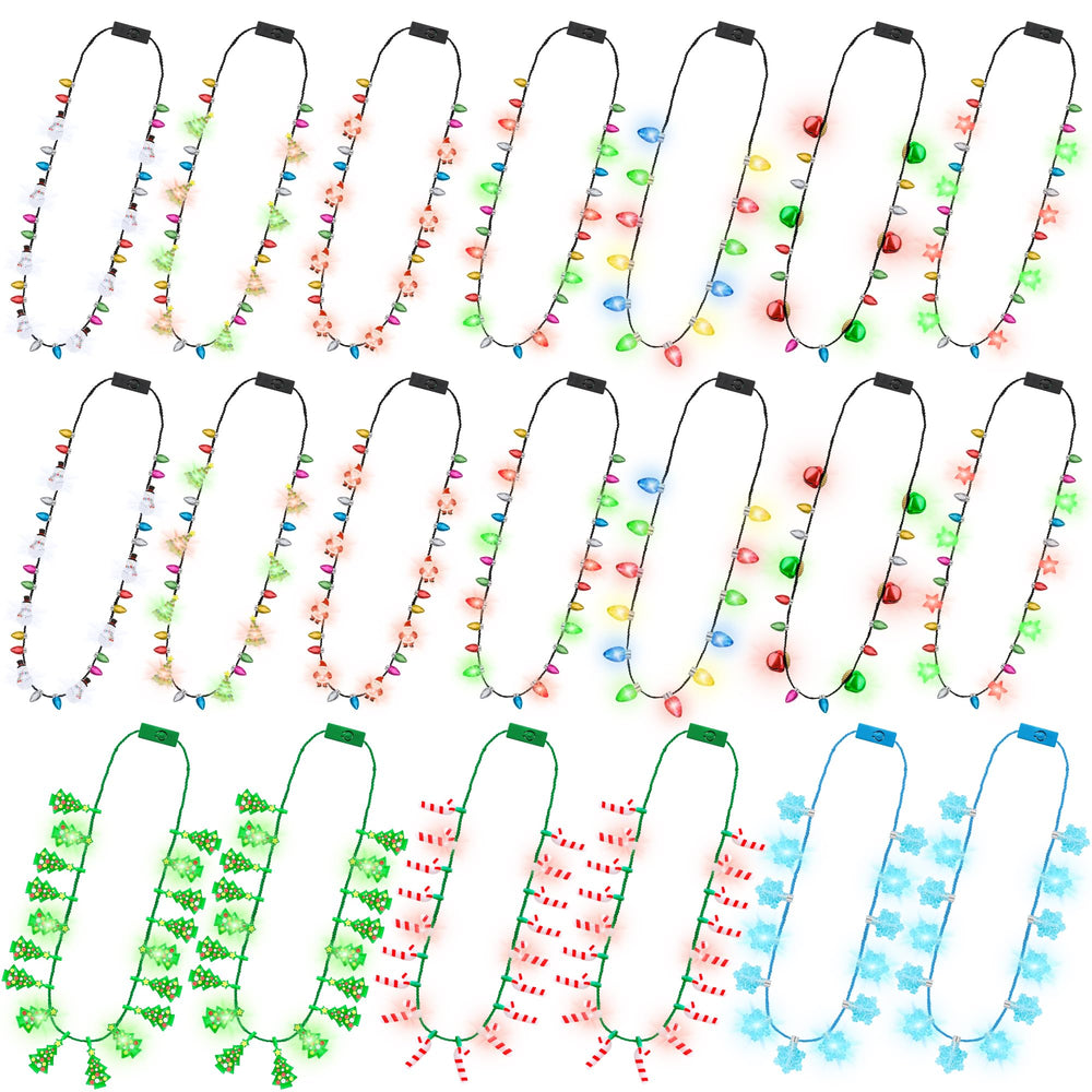 Traplace 20-piece light up Christmas necklaces set in vibrant colors for festive parties