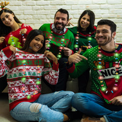 Traplace ugly sweater decor necklace adds glow to seasonal outfits.