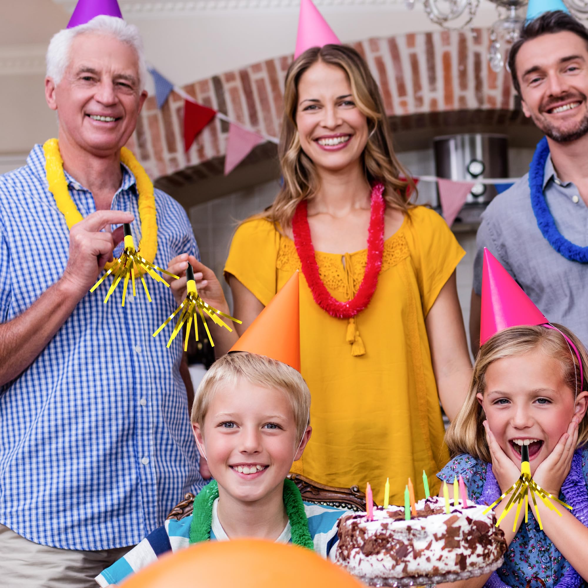 Traplace wedding, sports, and parade use noisemaker in gold for versatile celebrations.