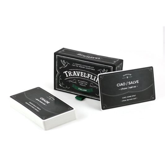 Travelflips Italian flashcards phonetic pronunciation for quick speaking practice
