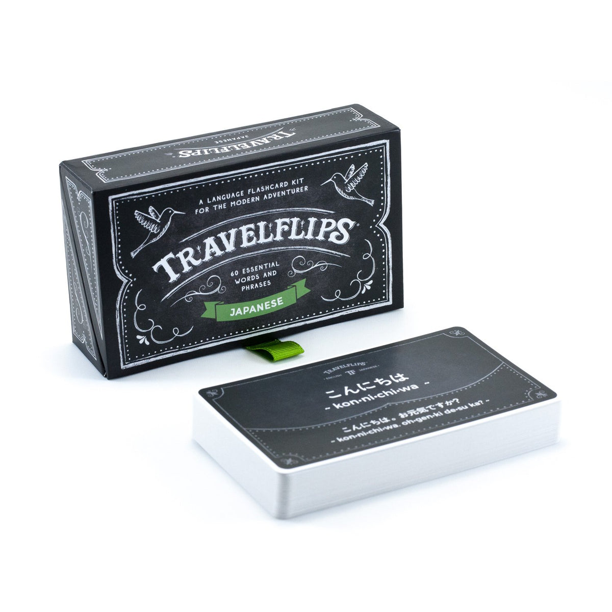 Travelflips Japanese flash cards in a durable box for portable study on the go.