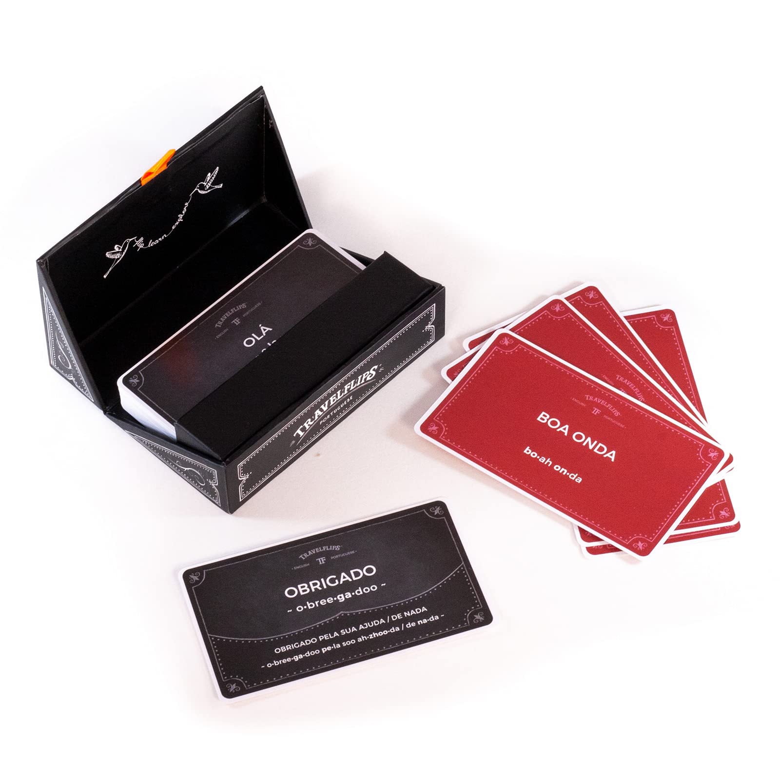 Travelflips Portuguese flash cards example phrases, useful for quick communication.