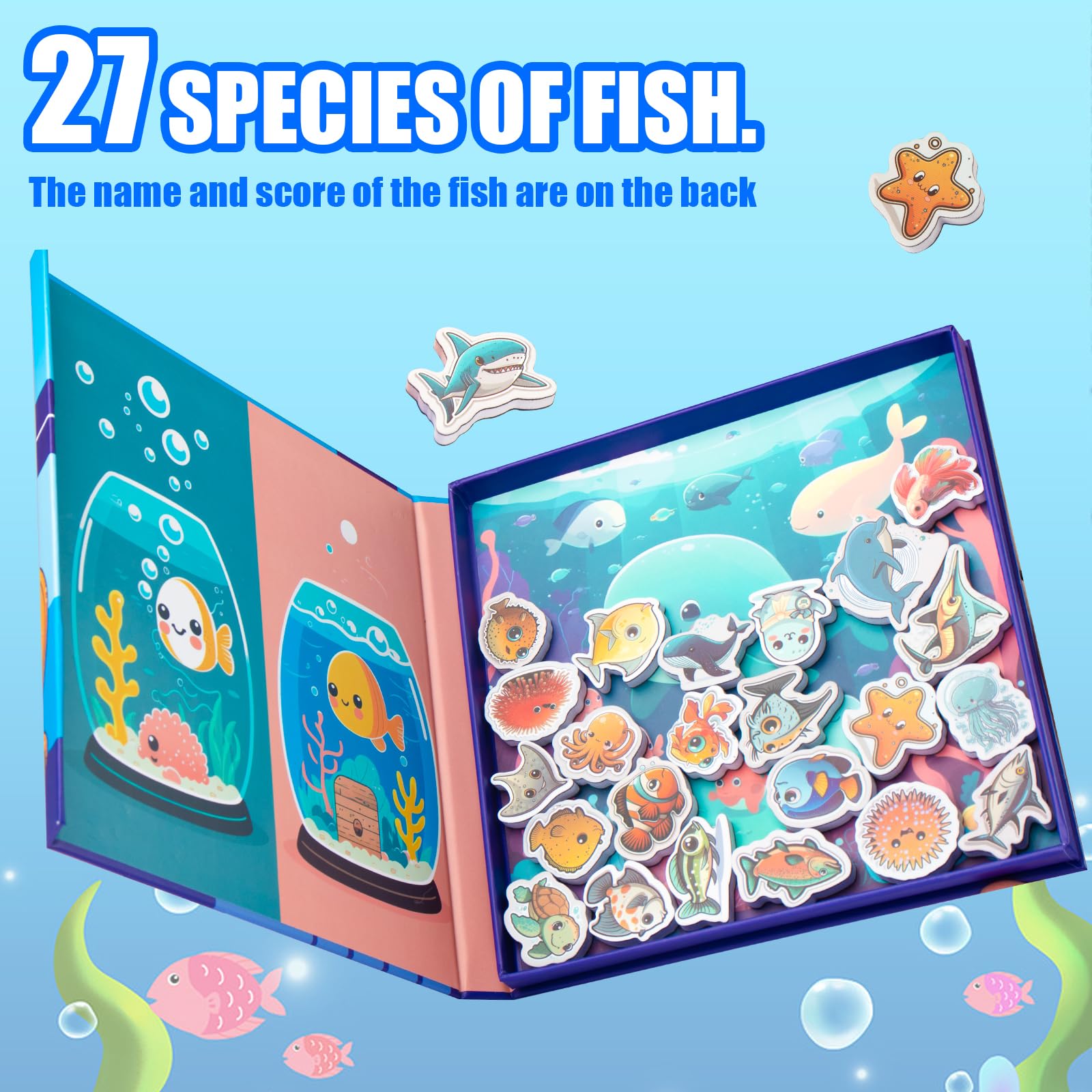 Travofun magnetic fishing game with two rods for shared, screen-free play