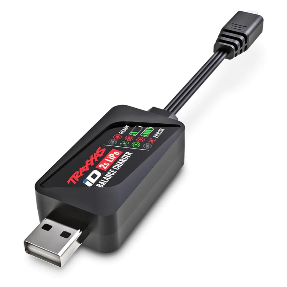 Traxxas 9767-2-amp USB-A charger connector ready for fast LiPo charging with LED status.
