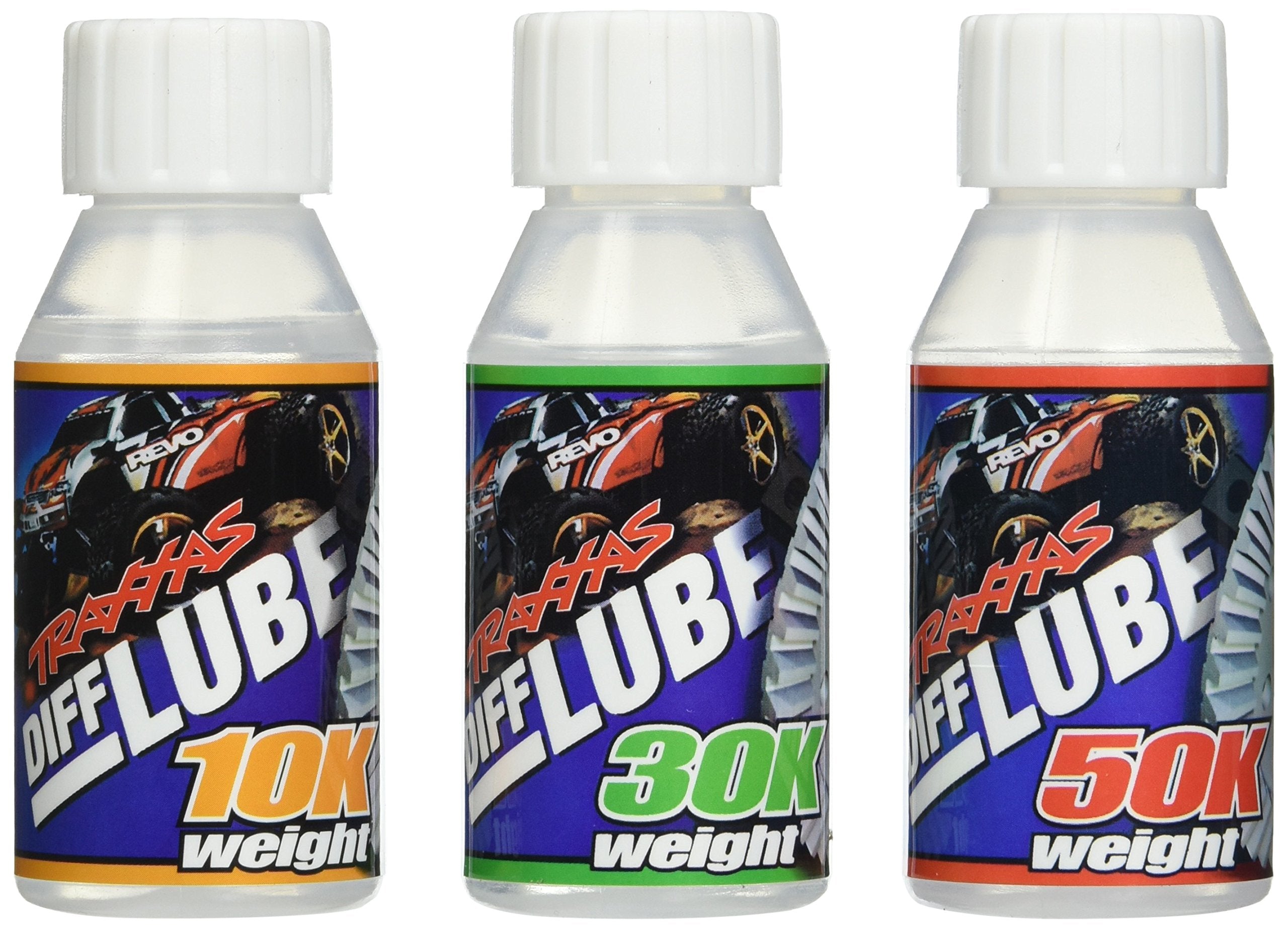 Traxxas differential oil kit weights 10k, 30k, 50k for tunable locking action on sealed differentials