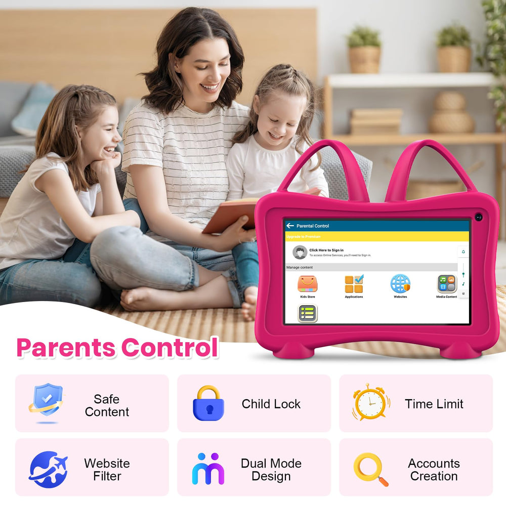 Trayoo Kids Tablet 7 Rose dual camera emphasizes easy video calls and photos