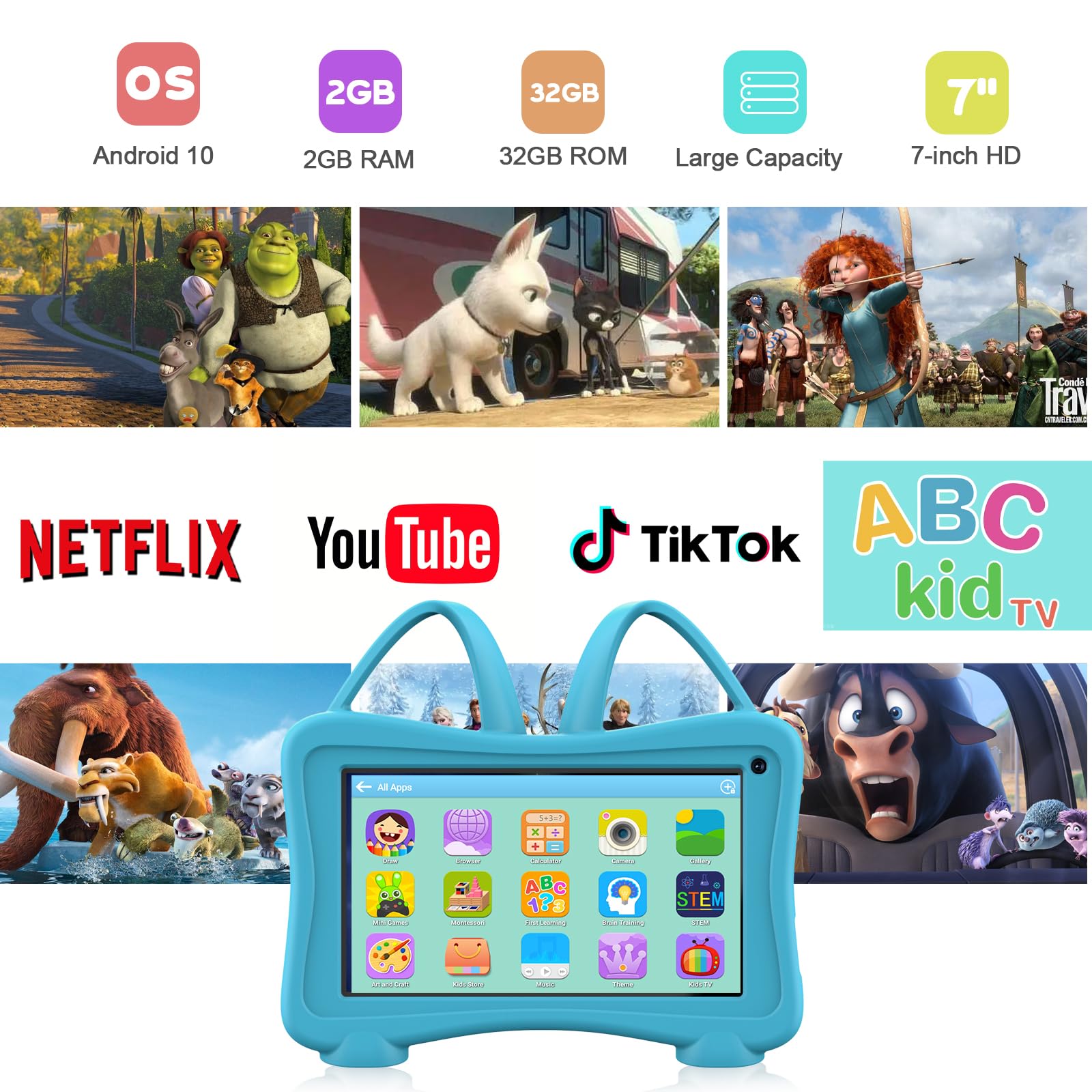 Trayoo kids tablet parental control mode UI enables safe screen time management.