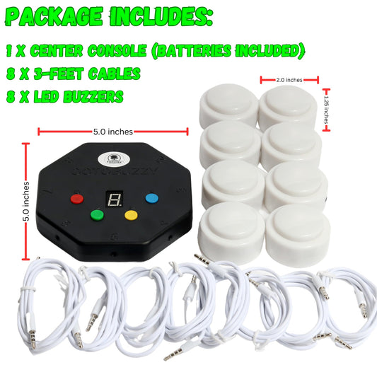 Trebisky LED buzzer buttons flash in bright colors for engaging classroom quizzes.
