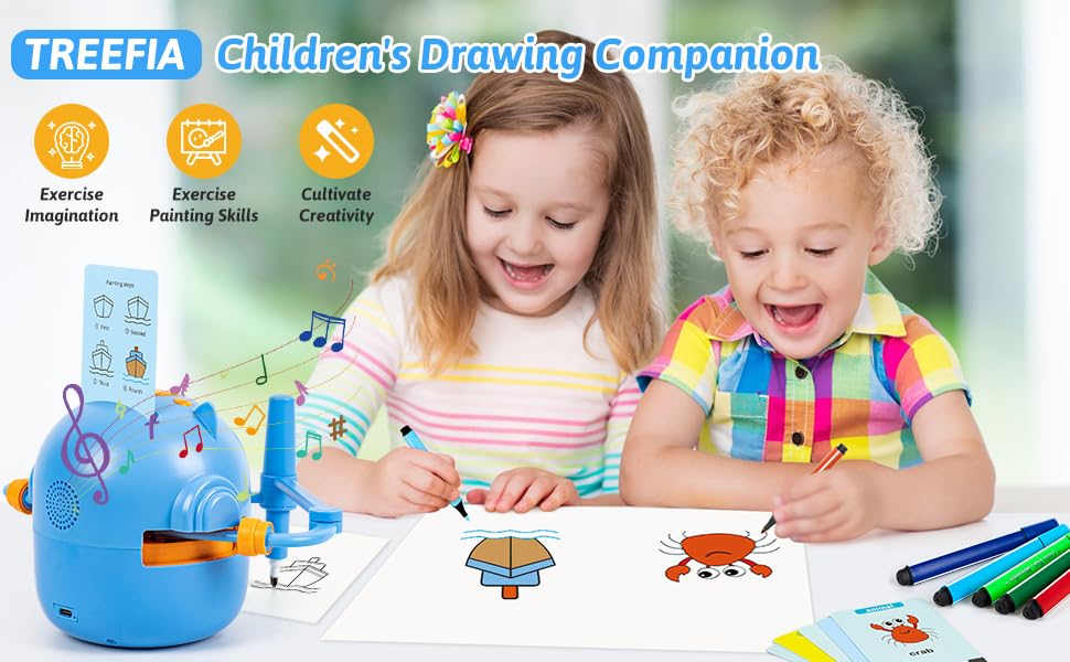 TreeFIA child drawing with robot demonstrates guided art activity